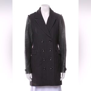 Burberry Peacoat with leather sleeves and trim